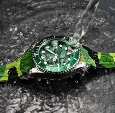 LIGE Men's Quartz Watch 30M Waterproof Watch Silicone Camo Strap - Green_2