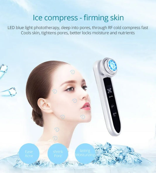 EMS RF Skin Care Clean Tighten Lifting Facial LED Photon Radio Frequency Beauty Massager - White_0