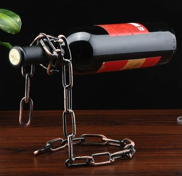 Multifunctional Metal One Bottle Wine Display Racks Stand Holder - Bronze Chain Design_0