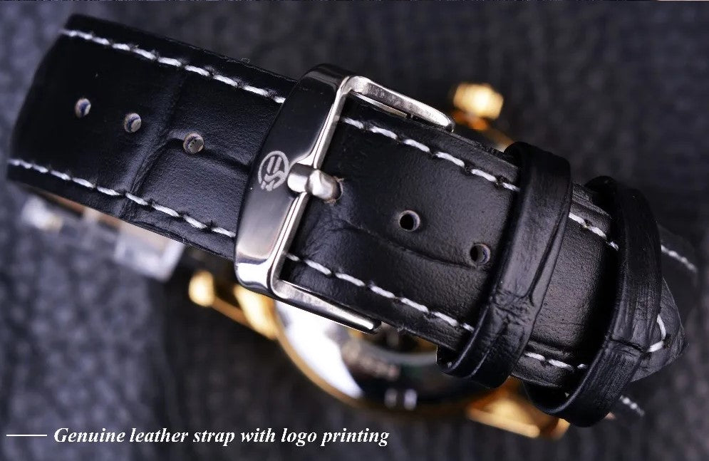 Forsining Hollow Engraving Skeleton Casual Designer Brand Automatic Watches - Golden_5