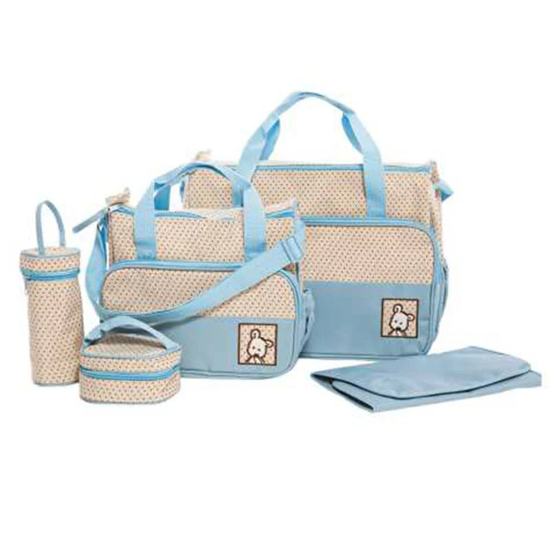 5 in 1 Multifunctional Baby Bag - Light blue