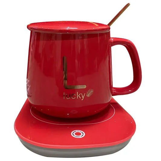 Electric Coffee Warmer Coaster and Mug Set - Red